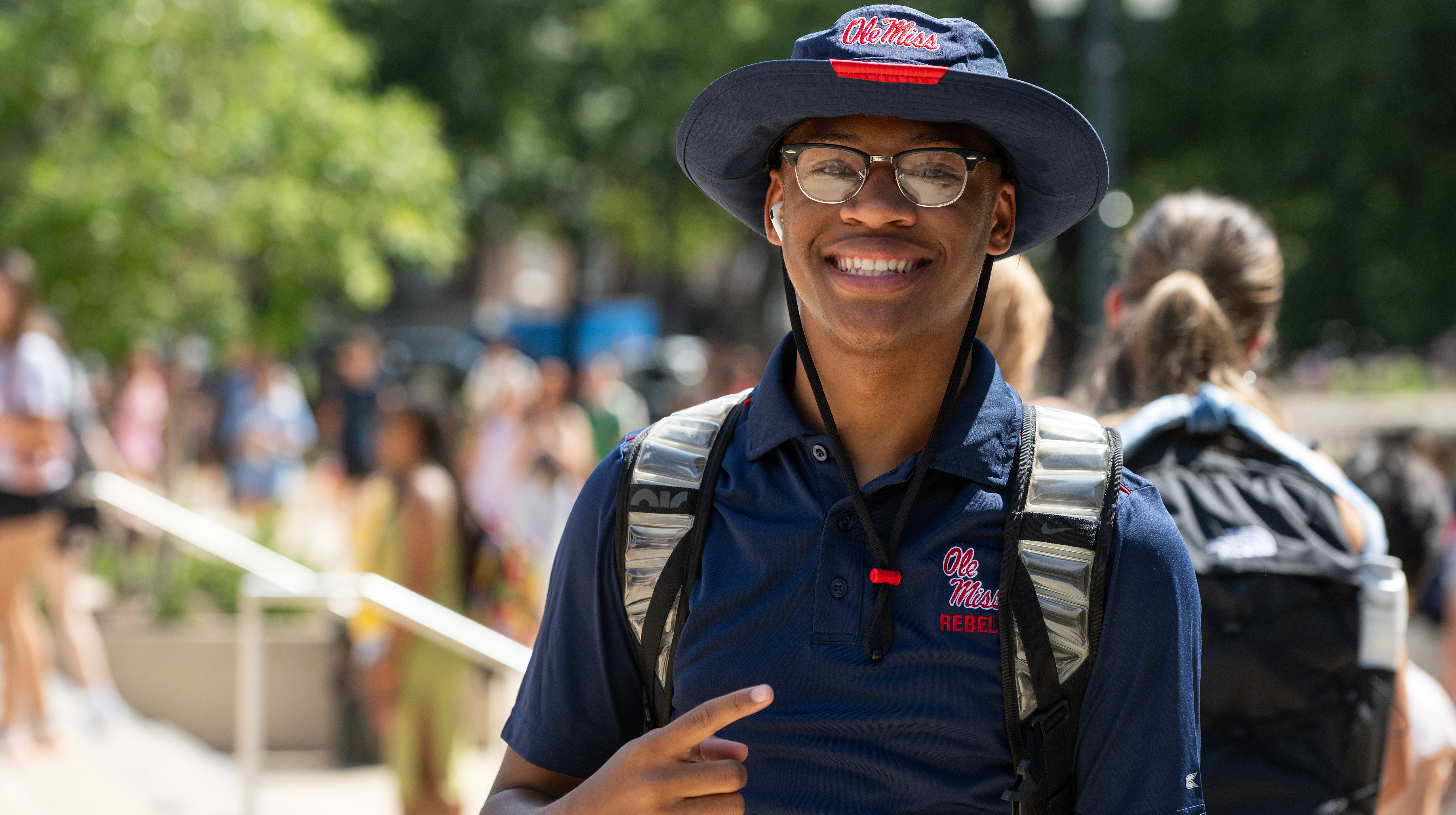 Ole Miss student walking to class