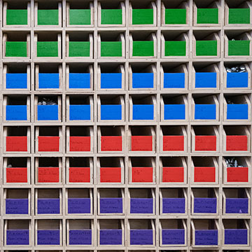 Multi-colored drawers waiting for a painter to make a selection of the appropriate paint color