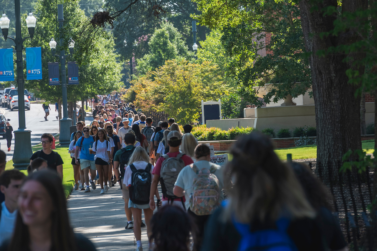 Students walking on campus