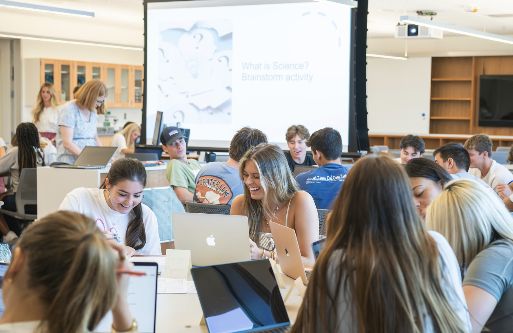 Full class of students study in Duff Center classroom