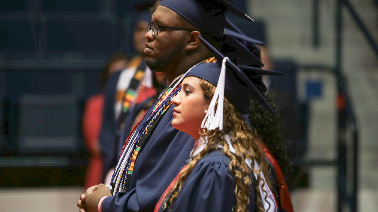students at commencement ceremony