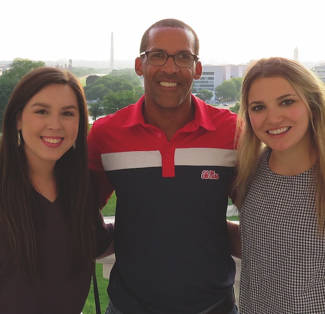 professor and two study usa students in Washington, DC