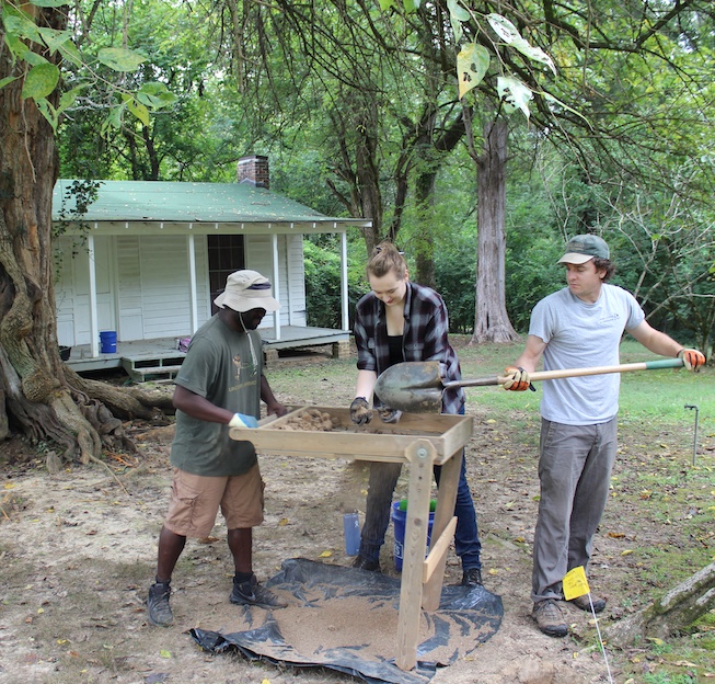 three students at Rowan Oak