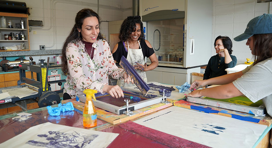 student in printmaking