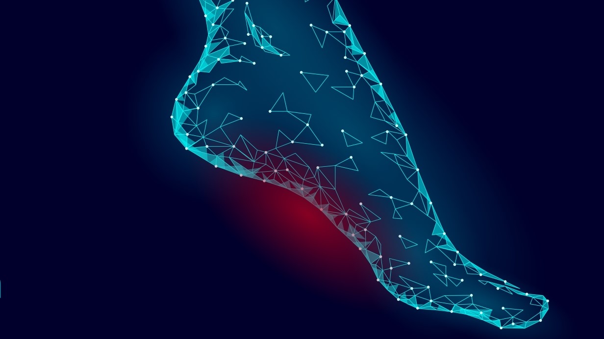 illustration of foot with a red spot to indicate pain