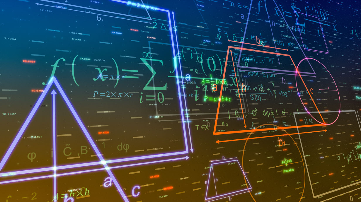 colorful math functions on a screen