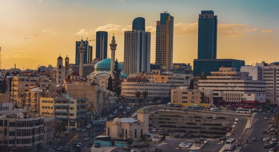 aerial photo of the city of Amman with modern buildings