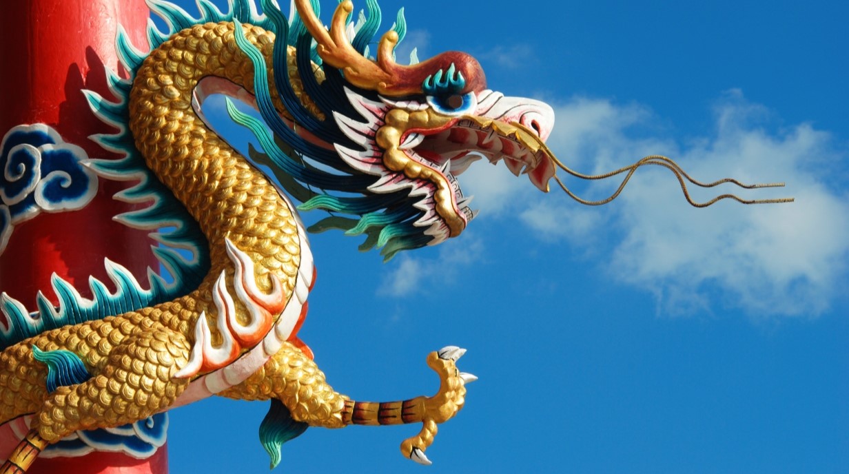 image of dragon decoration on the edge of a building