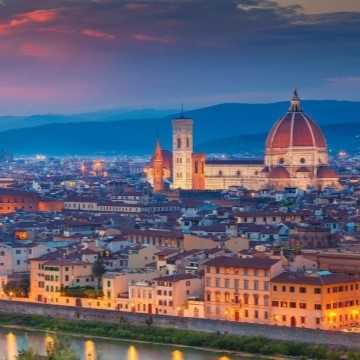 aerial photo of Florence, Italy at sunset