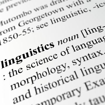 image of a dictionary page focused on the word linguistics