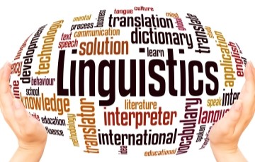 word cloud of terms related to linguistics