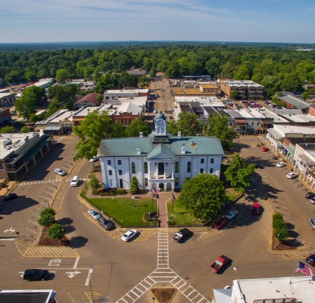 aerial photo of the Oxford Square