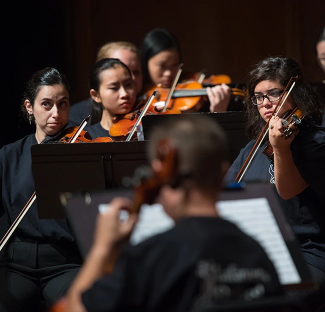 Band members perform in concert