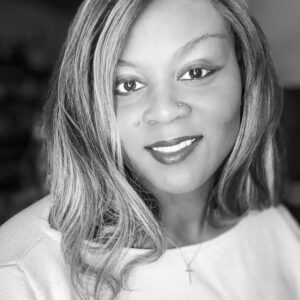 cassandra hawkins black and white close cropped portrait