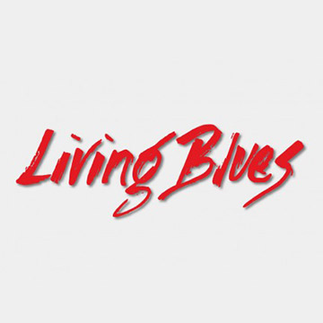 Distressed, red typeface that says "Living Blues"