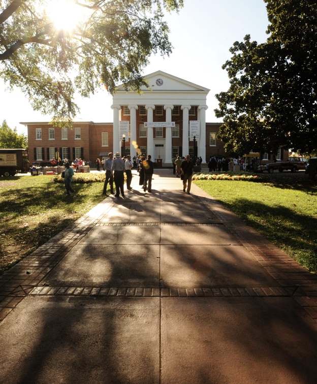 exterior lyceum building golden hour