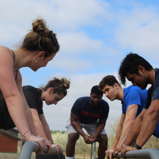 Students participating in a small group training session. 