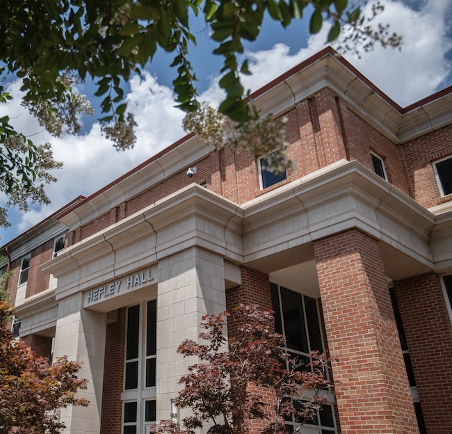 Photo of the outside of Hefley Hall 