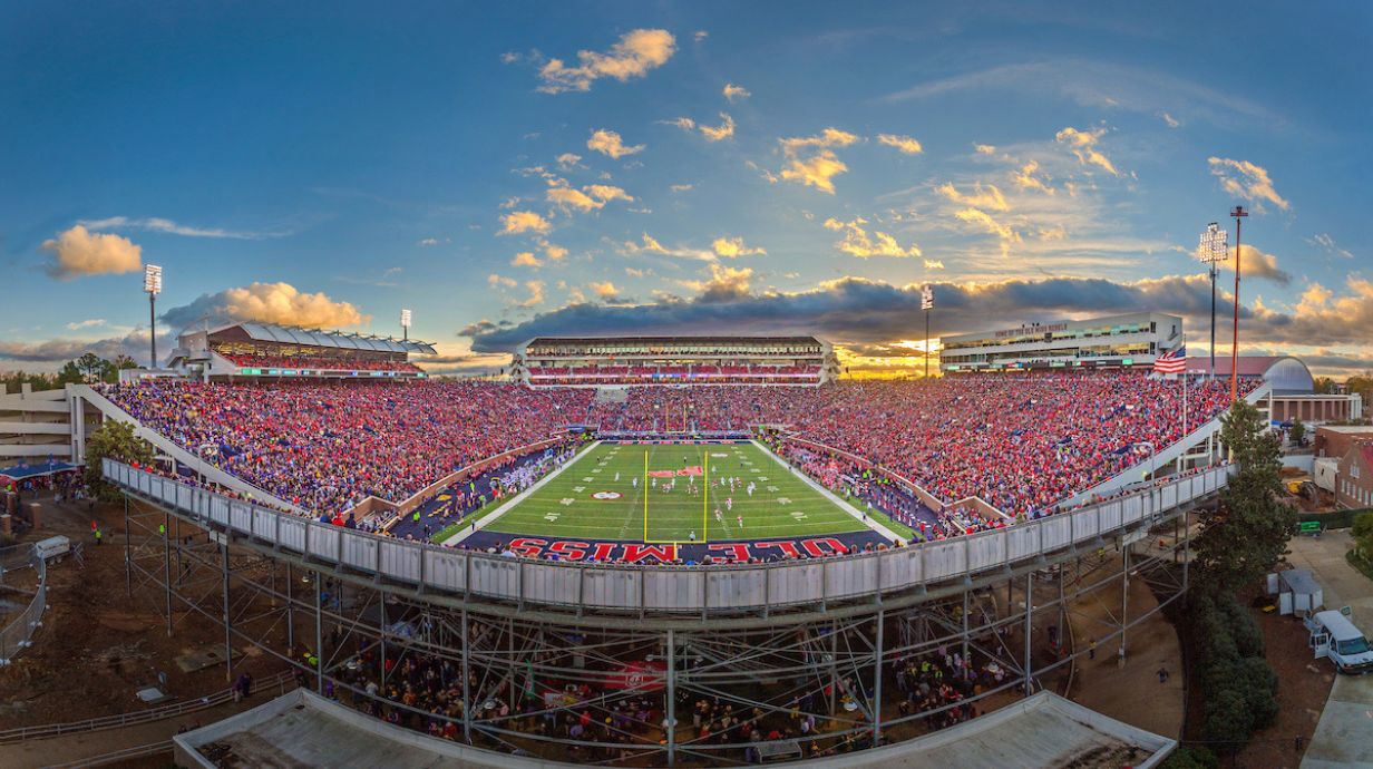 Wide angle view of Vaught Hemingway Stadium