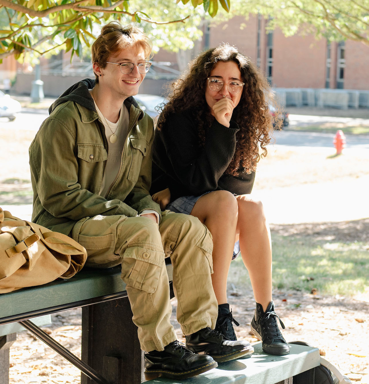 two students sitting at a table