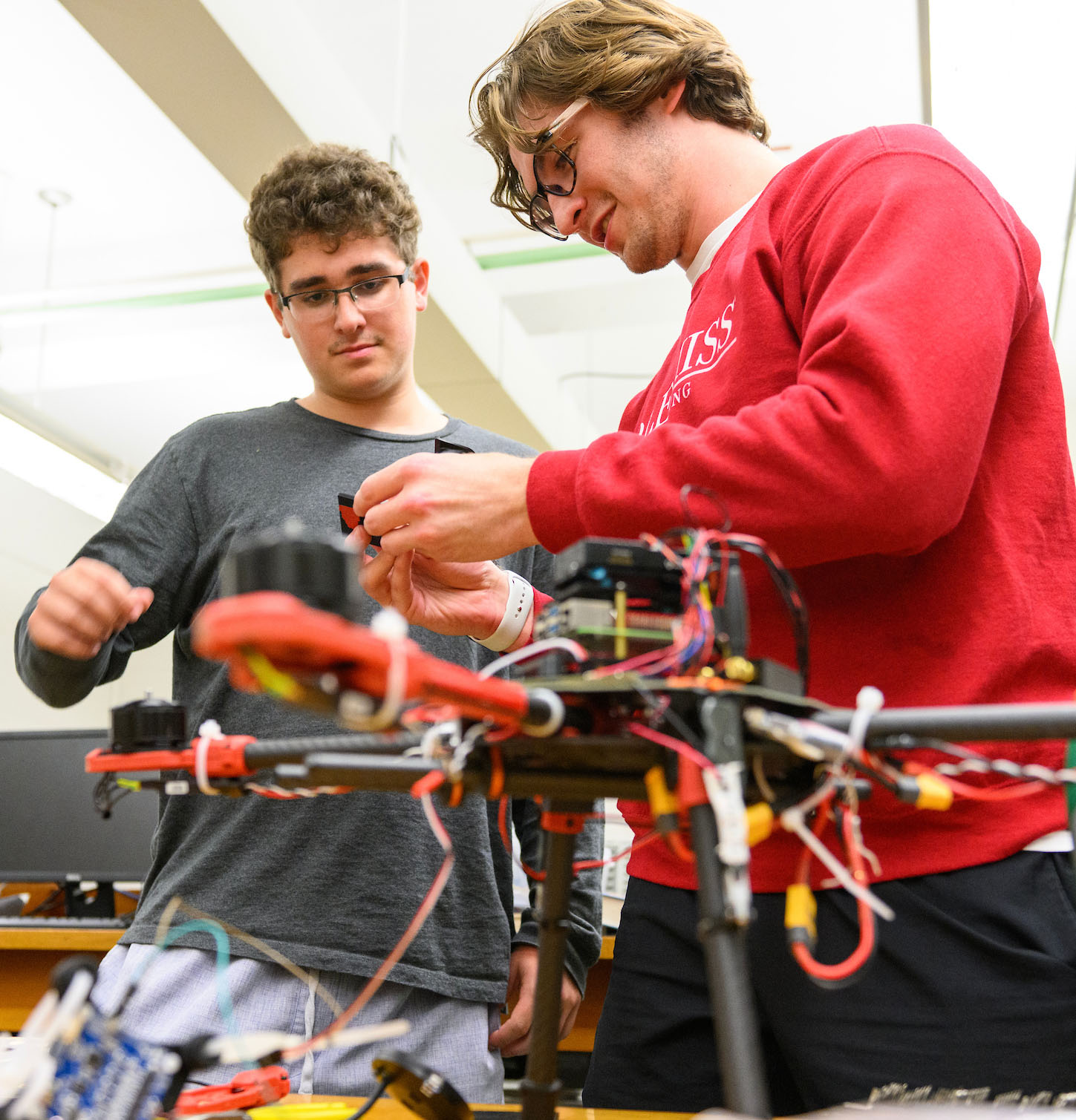 students working on electrical project