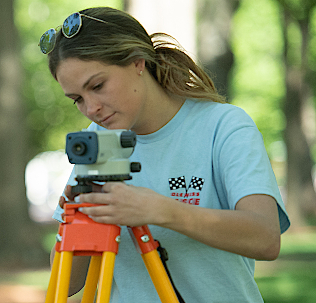 student surveying