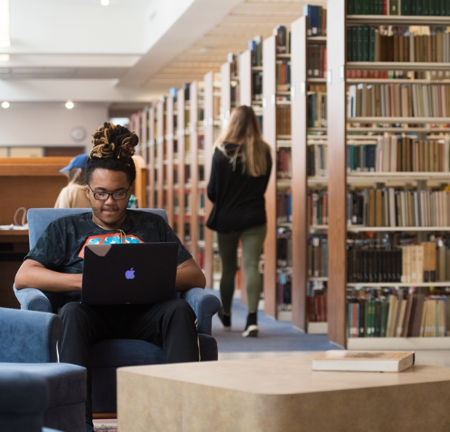 Student studying in the library