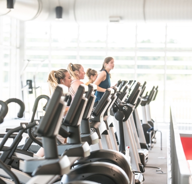 Students exercise at the South Campus Recreation Center