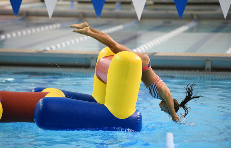 woman swimming in pool